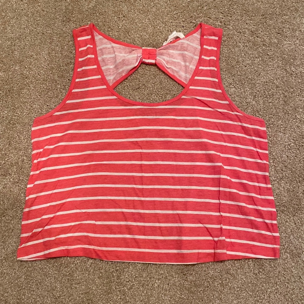 Pink and White Crop Top